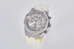 Audemars Piguet Royal Oak Chrono 26240 SS DDF Silver Dial DDF Factory 41mmx12.4mm Sol 45 Derece Çapraz Kasa ve Bezel Profili — Kadran ve Bezel Görünümü