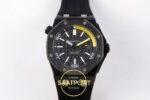 Audemars Piguet Royal Oak Offshore Diver 15706 Forged Carbon JF APS Factory 42mmx14mm Kadran İndeks ve İbre Detay Yakın Çekim — Kadran ve Bezel Görünümü
