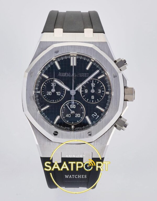 Audemars Piguet Royal Oak Chrono 26240 SS DDF Black Dial DDF Factory 41mmx12.4mm Ön Cephe Kadran ve Kasa Görünümü Super Clone ETA