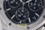 Audemars Piguet Royal Oak Chrono 26240 SS DDF Black Dial DDF Factory 41mmx12.4mm Sol Yan Kasa Kalınlık ve Fırçalanmış Yüzey — Kadran ve Bezel Görünümü