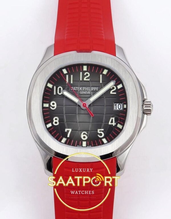 Patek Philippe Aquanaut 5167A SS ZF Gray Dial on ZF Factory Aktif Hacking Saniye Durdurma 40mm Ön Cephe Kadran ve Kasa Görünümü