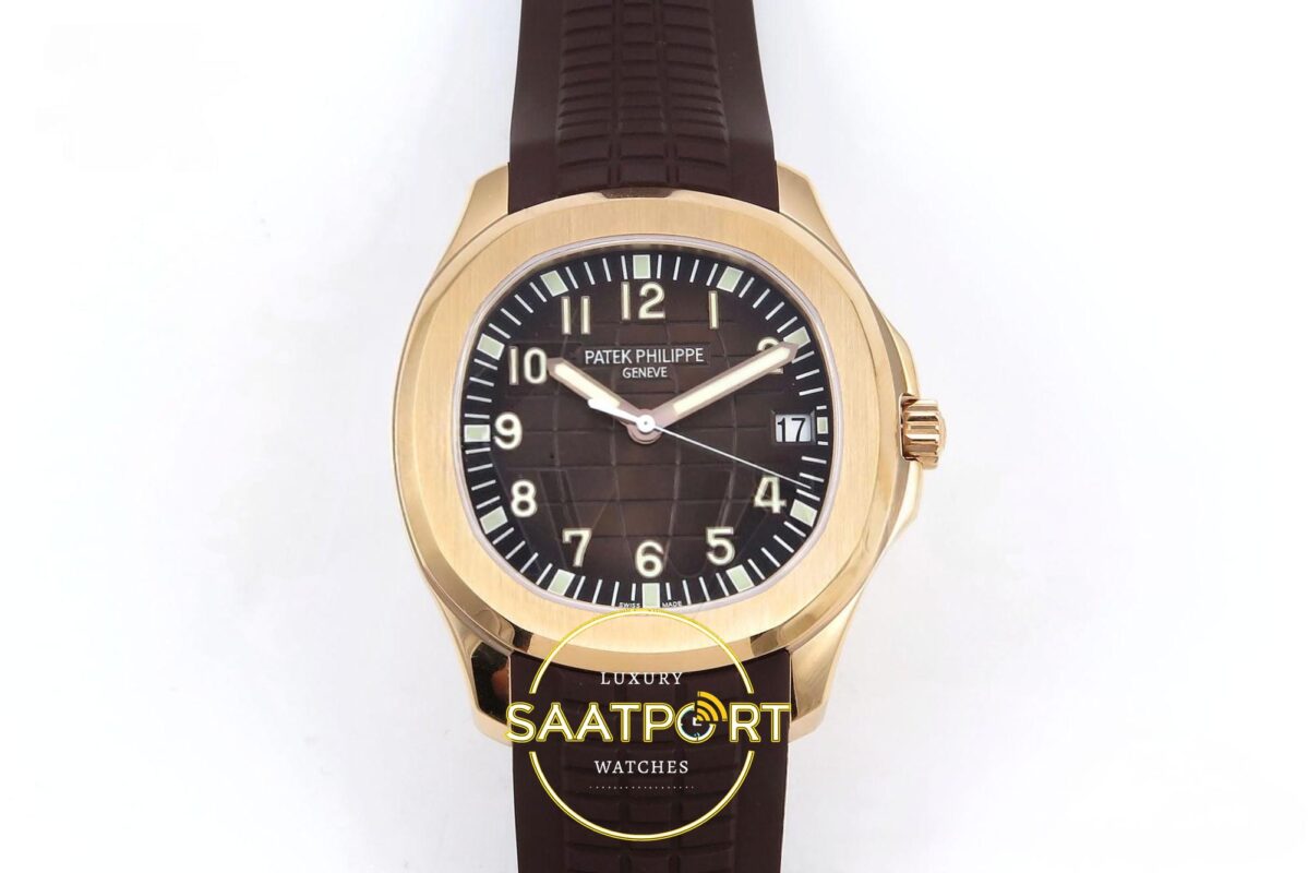 Patek Philippe Aquanaut 5167R RG ZF Brown Dial on ZF Factory Aktif Hacking Saniye Durdurma 40mm Ön Cephe Kadran ve Kasa Görünümü