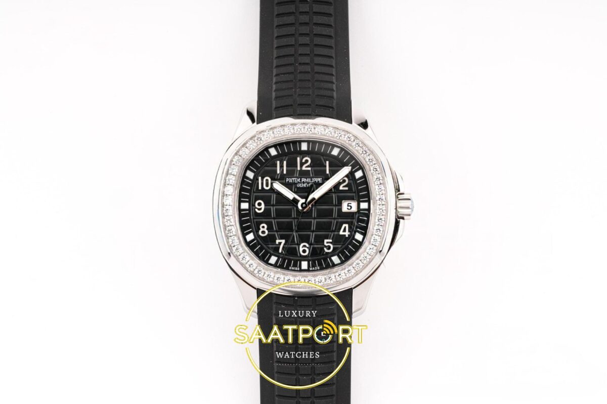 Patek Philippe Aquanaut 5267 SS PPF Black Textured Dial PPF Factory Aktif Hacking Saniye Durdurma 38.8mm Ön Cephe Kadran ve Kasa — Kadran ve Bezel Görünümü