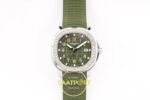 Patek Philippe Aquanaut 5267 SS PPF Green Textured Dial PPF Factory Aktif Hacking Saniye Durdurma 38.8mm Ön Cephe Kadran ve Kasa — Kadran ve Bezel Görünümü