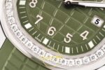 Patek Philippe Aquanaut 5267 SS PPF Green Textured Dial PPF Factory Aktif Hacking Saniye Durdurma 38.8mm Yatay Kasa, Bezel — Kadran ve Bezel Görünümü