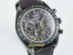Omega OMG - SpeedMaster DSOM Grey Side CER/LE Gry ZF Factory 44mm Sağ 45 Derece Çapraz Kasa ve Kurma Tepesi Profili Super Clone — Kadran ve Bezel Görünümü