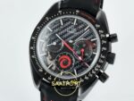 Omega OMG -SpeedMaster DSOM Team Alinghi CER/LE Blk/Red SMF ZF Factory 44mm Sol 45 Derece Çapraz Kasa ve Bezel Profili Super — Kadran ve Bezel Görünümü