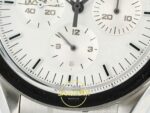 Omega OMG - SpeedMaster Snoopy Apollo SS/NY White Steel ZF Factory 42mm Sol Yan Kasa Kalınlık ve Fırçalanmış Yüzey Profili Super — Kadran ve Bezel Görünümü