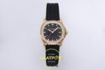 Patek Philippe Aquanaut 5067A RG PPF Black Textured Dial PPF Factory Aktif Hacking Saniye Durdurma 35.6mm Kadran İndeks ve İbre — Kadran ve Bezel Görünümü