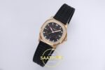 Patek Philippe Aquanaut 5067A RG PPF Black Textured Dial PPF Factory Aktif Hacking Saniye Durdurma 35.6mm Sağ 45 Derece Çapraz — Kadran ve Bezel Görünümü