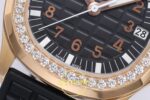 Patek Philippe Aquanaut 5067A RG PPF Black Textured Dial PPF Factory Aktif Hacking Saniye Durdurma 35.6mm Sol Yan Kasa Kalınlık — Kadran ve Bezel Görünümü