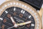 Patek Philippe Aquanaut 5067A RG PPF Black Textured Dial PPF Factory Aktif Hacking Saniye Durdurma 35.6mm Yatay Kasa, Bezel — Kadran ve Bezel Görünümü