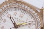 Patek Philippe Aquanaut 5067A RG PPF White Textured Dial PPF Factory Aktif Hacking Saniye Durdurma 35.6mm Yatay Kasa, Bezel — Kadran ve Bezel Görünümü