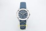Patek Philippe Aquanaut 5164G SS ZF Blue Dial on ZF Factory Aktif Hacking Saniye Durdurma 40mm Kadran İndeks ve İbre Detay Yakın — Kadran ve Bezel Görünümü