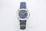 Patek Philippe Aquanaut 5164G SS ZF Blue Dial on ZF Factory Aktif Hacking Saniye Durdurma 40mm Ön Cephe Kadran ve Kasa Görünümü — Kadran ve Bezel Görünümü