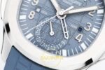 Patek Philippe Aquanaut 5164G SS ZF Blue Dial on ZF Factory Aktif Hacking Saniye Durdurma 40mm Sol Yan Kasa Kalınlık — Kadran ve Bezel Görünümü