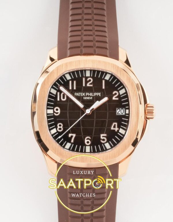 Patek Philippe Aquanaut 5167 RG BBF Brown Dial on BBF Factory Aktif Hacking Saniye Durdurma 40mm Ön Cephe Kadran ve Kasa Görünümü