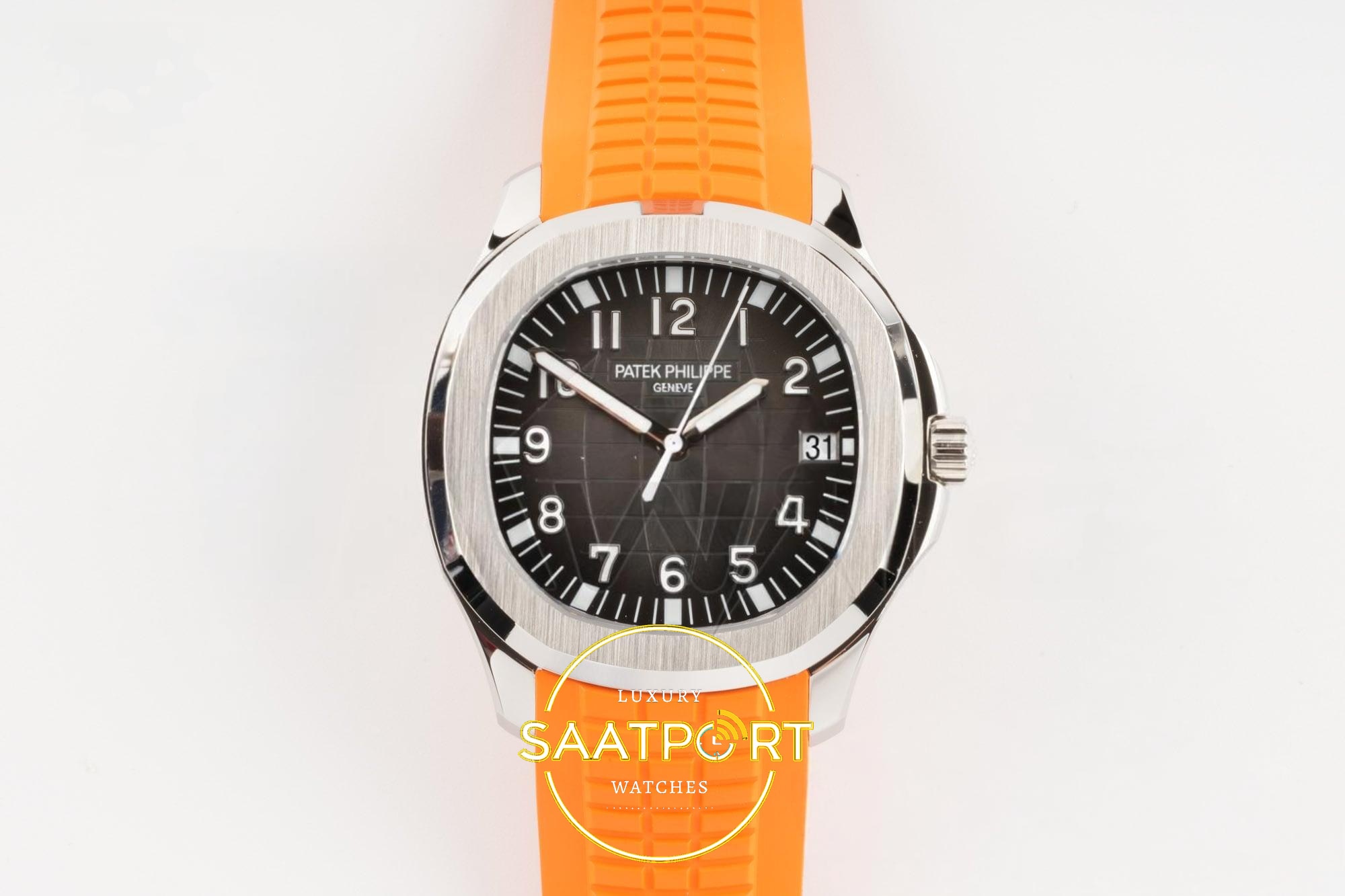 Patek Philippe Aquanaut 5167 SS BBF Gray Dial on 40mm Antrasit Gri Kabartma Aquanaut Kadran Aktif Hacking BBF Factory Super Clone ETA Saat - Ön Cephe Kadran ve Kasa Görünümü Patek Philippe Aquanaut 5167 SS BBF Gray Dial on BBF Factory Aktif Hacking Saniye Durdurma 40mm Ön Cephe Kadran ve Kasa Görünümü