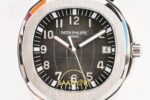 Patek Philippe Aquanaut 5167 SS BBF Gray Dial on BBF Factory Aktif Hacking Saniye Durdurma 40mm Sol 45 Derece Çapraz Kasa — Kadran ve Bezel Görünümü