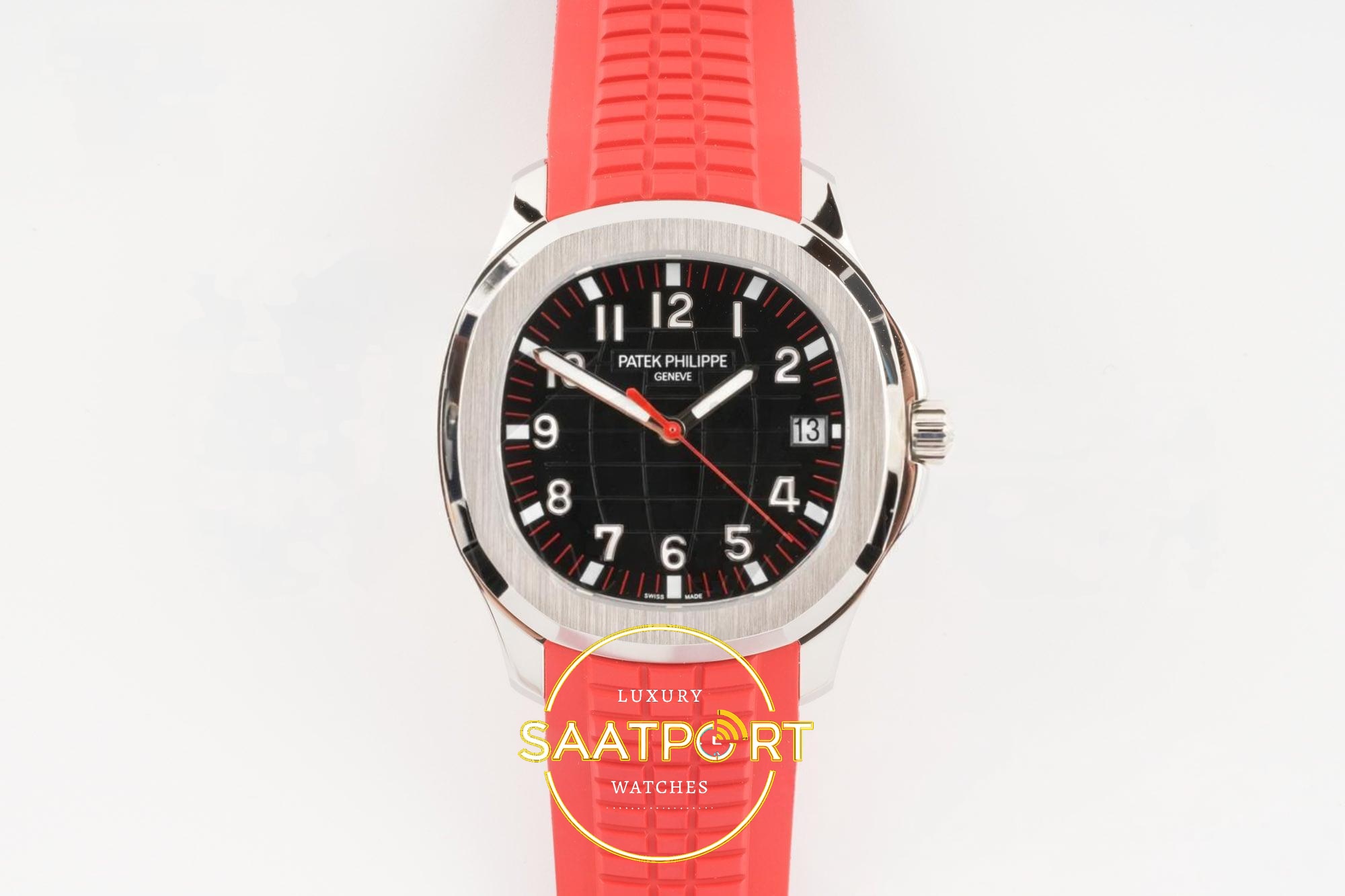 Patek Philippe Aquanaut 5167 SS Singapore BBF Gray Dial 40mm Antrasit Gri Kabartma Aquanaut Kadran Aktif Hacking BBF Factory Super Clone ETA Saat - Ön Cephe Kadran ve Kasa Görünümü Patek Philippe Aquanaut 5167 SS Singapore BBF Gray Dial BBF Factory Aktif Hacking Saniye Durdurma 40mm Ön Cephe Kadran ve Kasa