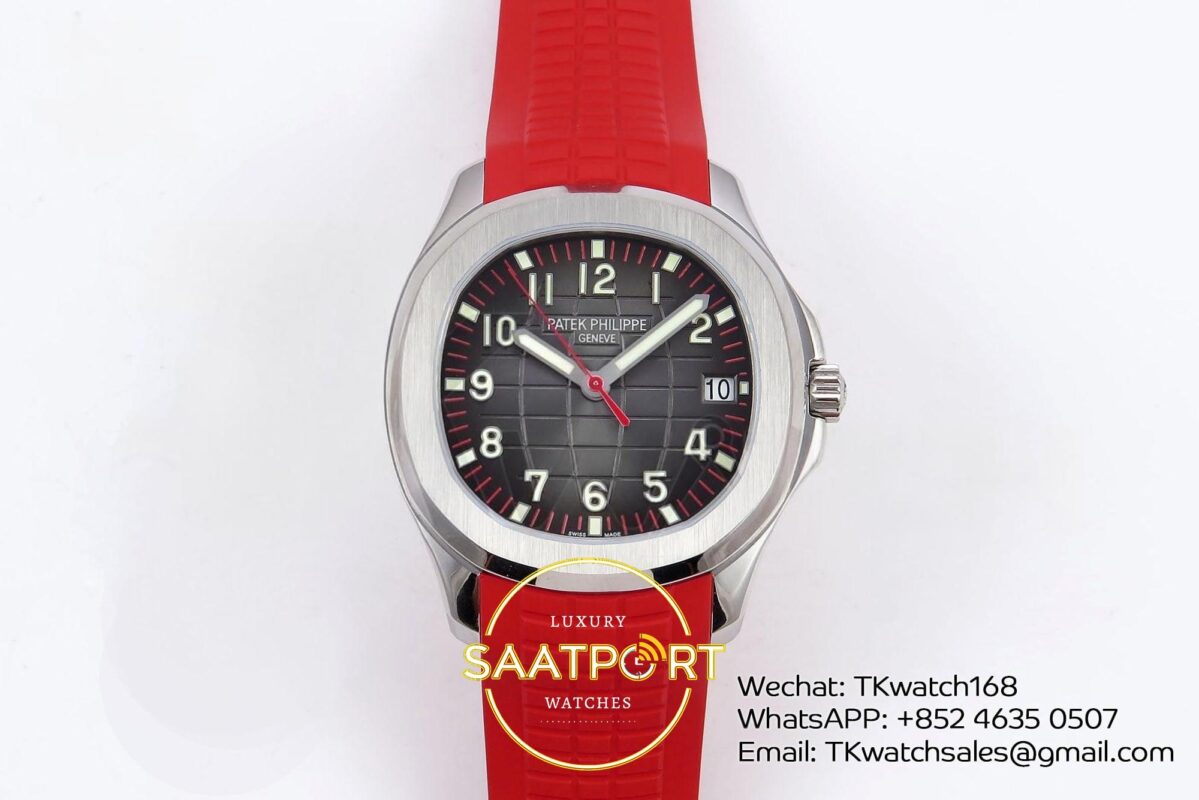 Patek Philippe Aquanaut 5167A SS ZF Gray Dial on ZF Factory Aktif Hacking Saniye Durdurma 40mm Ön Cephe Kadran ve Kasa Görünümü — Kadran ve Bezel Görünümü