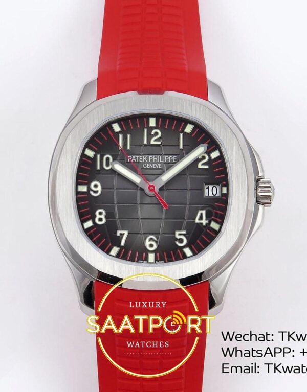 Patek Philippe Aquanaut 5167A SS ZF Gray Dial on ZF Factory Aktif Hacking Saniye Durdurma 40mm Ön Cephe Kadran ve Kasa Görünümü