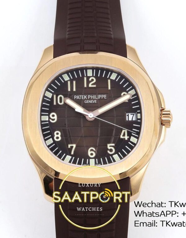 Patek Philippe Aquanaut 5167R RG ZF Brown Dial on ZF Factory Aktif Hacking Saniye Durdurma 40mm Ön Cephe Kadran ve Kasa Görünümü