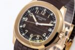 Patek Philippe Aquanaut 5167R RG ZF Brown Dial on ZF Factory Aktif Hacking Saniye Durdurma 40mm Sağ 45 Derece Çapraz Kasa — Kadran ve Bezel Görünümü