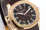 Patek Philippe Aquanaut 5167R RG ZF Brown Dial on ZF Factory Aktif Hacking Saniye Durdurma 40mm Sol 45 Derece Çapraz Kasa — Kadran ve Bezel Görünümü