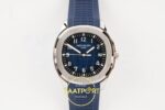 Patek Philippe Aquanaut 5168 SS BBF Blue Dial on BBF Factory Aktif Hacking Saniye Durdurma 42mm Kadran İndeks ve İbre Detay Yakın — Kadran ve Bezel Görünümü