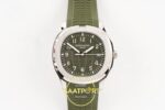Patek Philippe Aquanaut 5168 SS BBF Green Dial on BBF Factory Aktif Hacking Saniye Durdurma 42mm Kadran İndeks ve İbre Detay — Kadran ve Bezel Görünümü