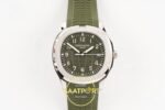 Patek Philippe Aquanaut 5168 SS BBF Green Dial on BBF Factory Aktif Hacking Saniye Durdurma 42mm Ön Cephe Kadran ve Kasa Görünümü — Kadran ve Bezel Görünümü