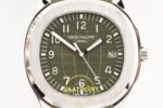 Patek Philippe Aquanaut 5168 SS BBF Green Dial on BBF Factory Aktif Hacking Saniye Durdurma 42mm Sol 45 Derece Çapraz Kasa — Kadran ve Bezel Görünümü