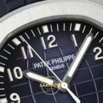 Patek Philippe Aquanaut 5168G 42mm SS APWF Blue Dial APS Factory Aktif Hacking Saniye Durdurma 42mm Sağ 45 Derece Çapraz Kasa — Kadran ve Bezel Görünümü