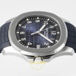 Patek Philippe Aquanaut 5168G 42mm SS APWF Blue Dial APS Factory Aktif Hacking Saniye Durdurma 42mm Sol Yan Kasa Kalınlık — Kadran ve Bezel Görünümü