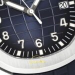 Patek Philippe Aquanaut 5168G 42mm SS APWF Blue Dial APS Factory Aktif Hacking Saniye Durdurma 42mm Yatay Kasa, Bezel ve Kordon — Kadran ve Bezel Görünümü