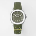 Patek Philippe Aquanaut 5168G 42mm SS APWF Green Dial APS Factory Aktif Hacking Saniye Durdurma 42mm Ön Cephe Kadran ve Kasa — Kadran ve Bezel Görünümü