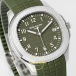 Patek Philippe Aquanaut 5168G 42mm SS APWF Green Dial APS Factory Aktif Hacking Saniye Durdurma 42mm Sol 45 Derece Çapraz Kasa — Kadran ve Bezel Görünümü