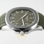 Patek Philippe Aquanaut 5168G 42mm SS APWF Green Dial APS Factory Aktif Hacking Saniye Durdurma 42mm Sol Yan Kasa Kalınlık — Kadran ve Bezel Görünümü
