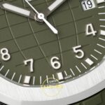Patek Philippe Aquanaut 5168G 42mm SS APWF Green Dial APS Factory Aktif Hacking Saniye Durdurma 42mm Yatay Kasa, Bezel ve Kordon — Kadran ve Bezel Görünümü
