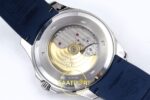 Patek Philippe Aquanaut 5168G SS ZF Blue Dial on ZF Factory Aktif Hacking Saniye Durdurma 42mm Arka Kapak Gravür ve Aktif Hacking — Kadran ve Bezel Görünümü