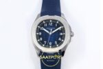 Patek Philippe Aquanaut 5168G SS ZF Blue Dial on ZF Factory Aktif Hacking Saniye Durdurma 42mm Kadran İndeks ve İbre Detay Yakın — Kadran ve Bezel Görünümü