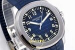 Patek Philippe Aquanaut 5168G SS ZF Blue Dial on ZF Factory Aktif Hacking Saniye Durdurma 42mm Sol 45 Derece Çapraz Kasa ve Bezel — Kadran ve Bezel Görünümü