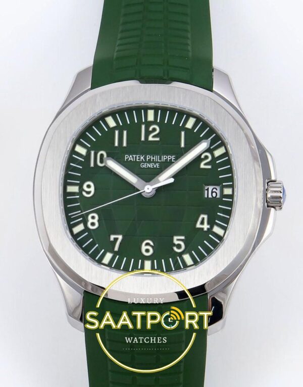 Patek Philippe Aquanaut 5168G SS ZF Green Dial on ZF Factory Aktif Hacking Saniye Durdurma 42mm Ön Cephe Kadran ve Kasa Görünümü