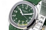 Patek Philippe Aquanaut 5168G SS ZF Green Dial on ZF Factory Aktif Hacking Saniye Durdurma 42mm Sağ 45 Derece Çapraz Kasa — Kadran ve Bezel Görünümü