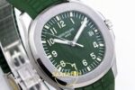 Patek Philippe Aquanaut 5168G SS ZF Green Dial on ZF Factory Aktif Hacking Saniye Durdurma 42mm Sol 45 Derece Çapraz Kasa — Kadran ve Bezel Görünümü