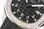 Patek Philippe Aquanaut 5267 SS PPF Black Textured Dial PPF Factory Aktif Hacking Saniye Durdurma 38.8mm Yatay Kasa, Bezel — Kadran ve Bezel Görünümü