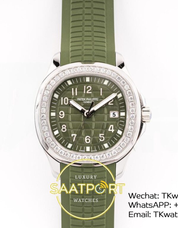 Patek Philippe Aquanaut 5267 SS PPF Green Textured Dial PPF Factory Aktif Hacking Saniye Durdurma 38.8mm Ön Cephe Kadran ve Kasa