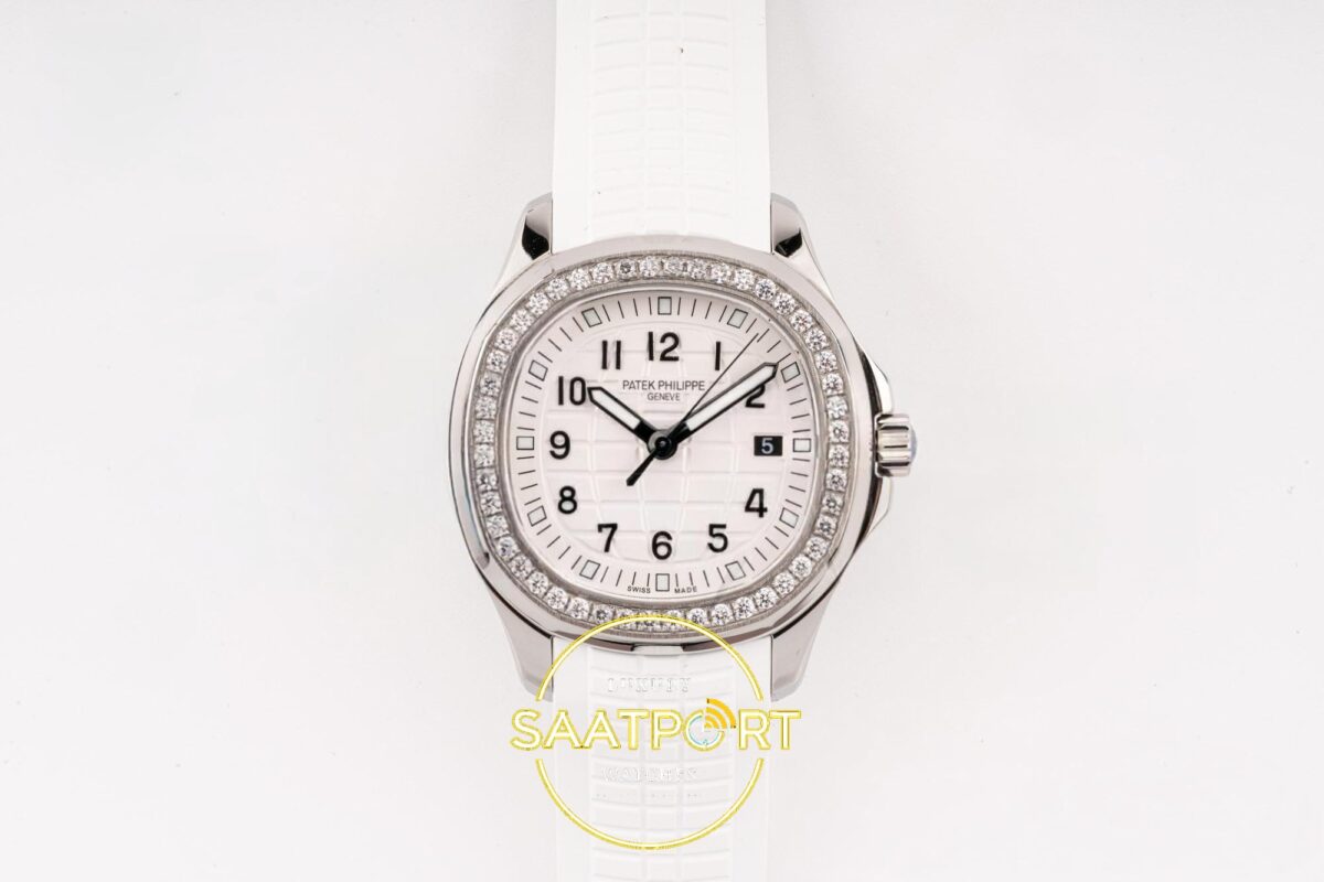 Patek Philippe Aquanaut 5267 SS PPF White Textured Dial PPF Factory Aktif Hacking Saniye Durdurma 38.8mm Ön Cephe Kadran ve Kasa — Kadran ve Bezel Görünümü
