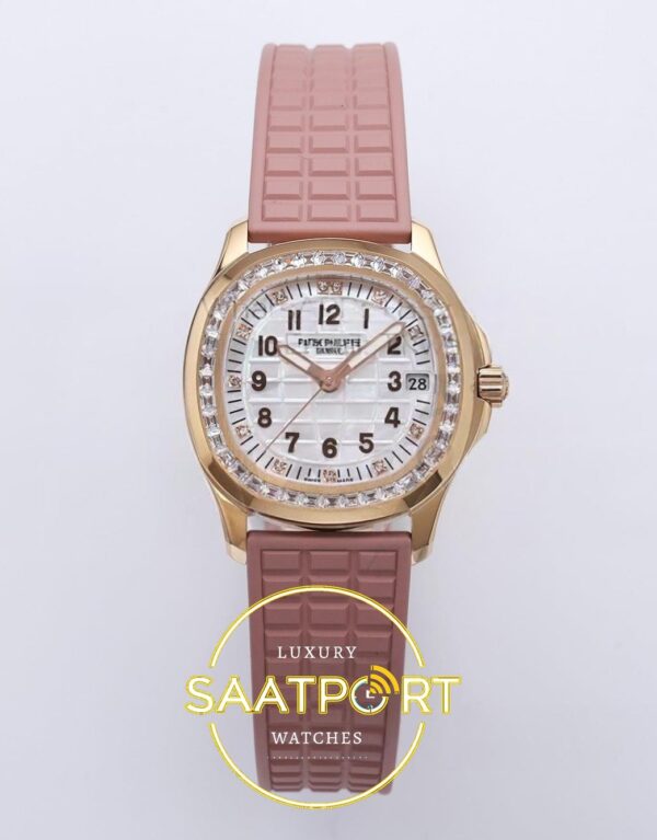 Patek Philippe Aquanaut Jumbo 5069A RG PPF White MOP PPF Factory Aktif Hacking Saniye Durdurma 36mm Ön Cephe Kadran ve Kasa